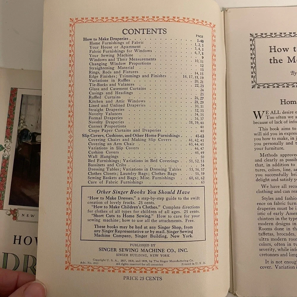 1930's Vintage Singer Sewing Library Book Set Of 2 Booklets Dresses‎ & Draperies